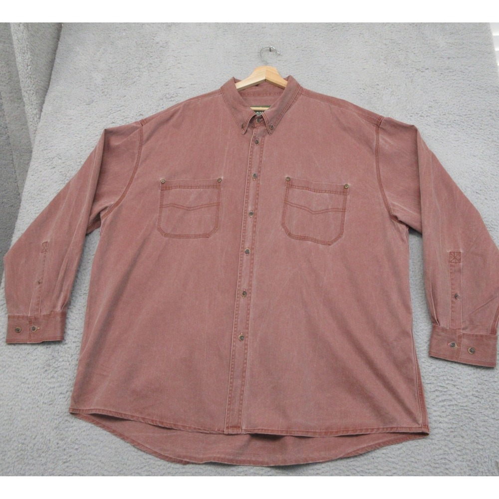 Schnees Western Twill Shirt Mens 3XL Red Heavyweight Workwear Outdoor Rustic